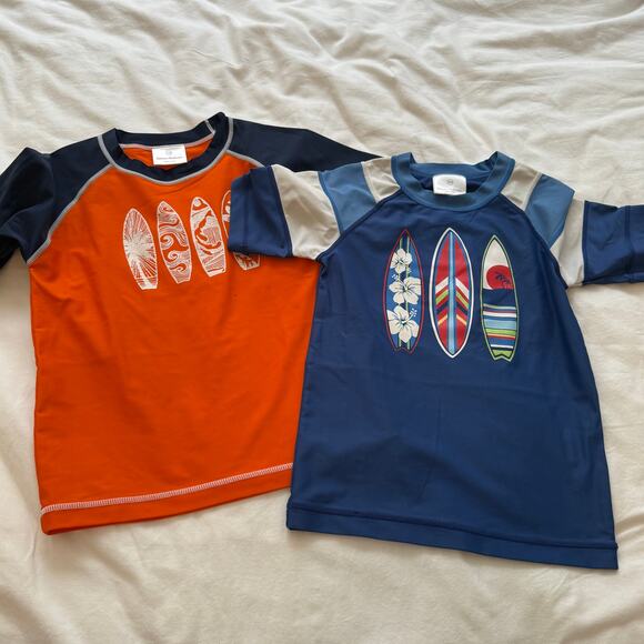 Hanna Andersson Boys Swim Rash Guard Bundle Surf Prints Size 120/130 Size 7-8 - Picture 1 of 6